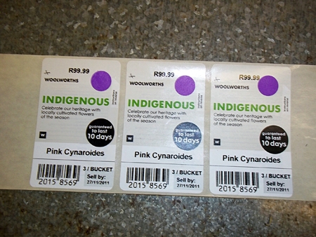 Labels for Woolworths at Bergflora.